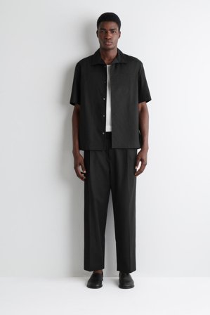 COS Men's Camicia Resort In Cotone Pima in Nero