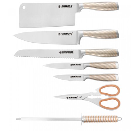 Herzberg HG-SKN8: 8 stykker rustfrit stål med akrylstativ Gul