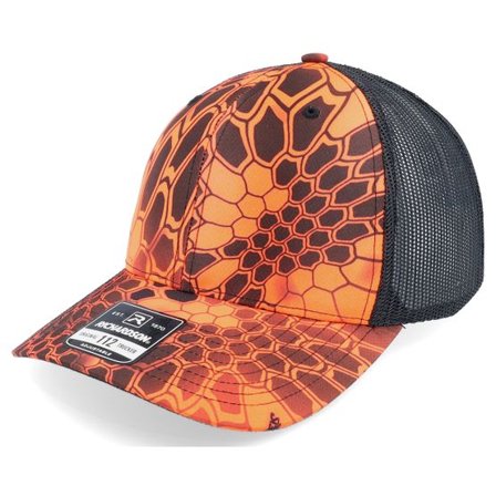 Richardson - Orange trucker Keps - 112p Kryptek Inferno/Black Trucker @ Hatstore