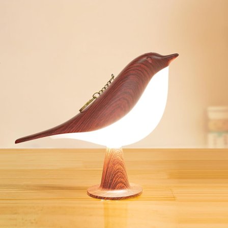 Skade LED bordlampe soveværelse sengebord fugl natlampe genopladelig touch