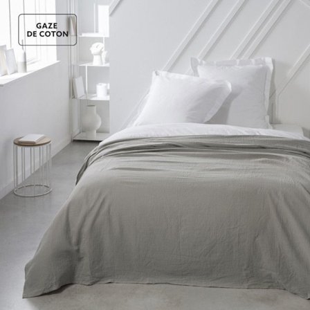 Dubbelsäng överkast "Essential" i bomullsgaze - Beige - 220 x 240 cm