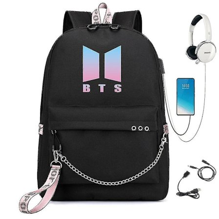 Bts Backpack Cute Usb Charging School Bag
