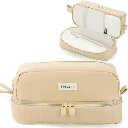 Stor Kapasitet Vakker Penal med 2 Rom og Håndtak, Blyantveske Skrivesaker Oppbevaringsboks for Kontor Skoleelever