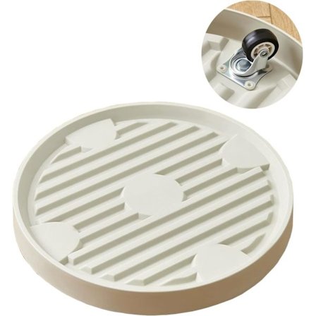 Plantevogn med hjul, kraftig, 22 cm rund blomsterpottevogn, med bremsede hjul, aftagelig blomsterpotteholder (beige)