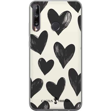 Kompatibelt Mobildeksel til Huawei Huawei P40 lite E Cactus and Friends - Bold Black Love Pattern
