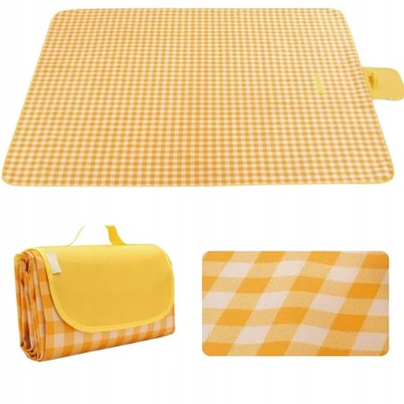 150 x 200 cm tvättbar picknickfilt camping picknick camping filt strandfilt värmeisolerad vattentät sandtät med bärhandtag (gul)