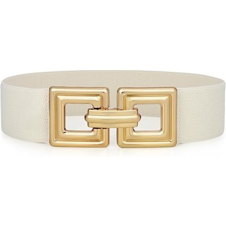 Dame Bredt Elastisk Midjebelte Mote Dame Bredt Belte for Kjoler med Utsparret Firkantspenne Pluss Størrelse