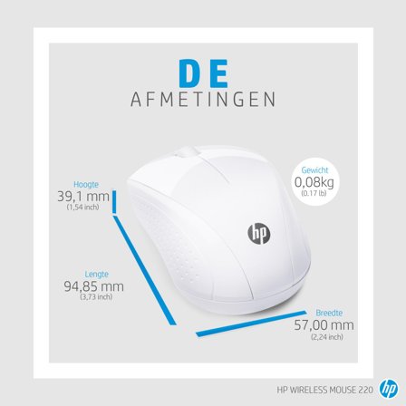 HP 220 - mus - 2.4 GHz - snøhvitt