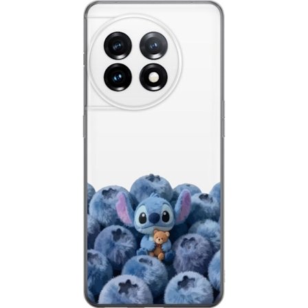 Kompatibel Mobilcover til OnePlus OnePlus 11R Sød blå karakter blandt blåbær med bamse i blød og legende illustration