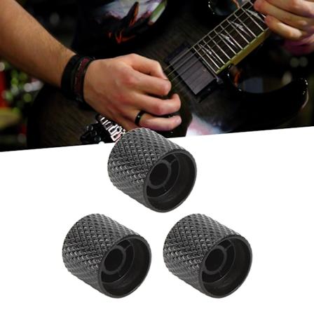 3 stk. Elektrisk Gitar-Knapp Ekstravagant Utseende Robust Metall Universal Gitar Potensiometer Erstatningsknapp Svart