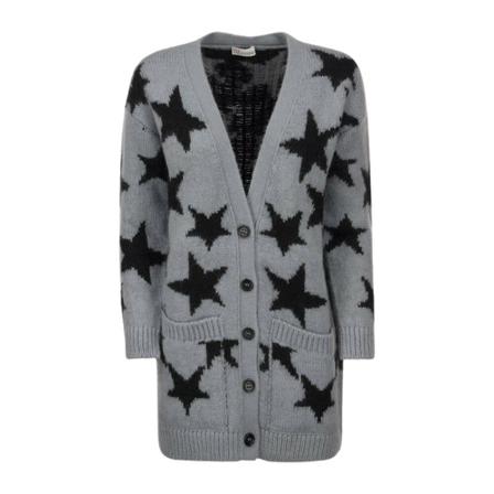 RED Valentino Stars jacquard mohair blend cardigan Blå, Dame Cardigans