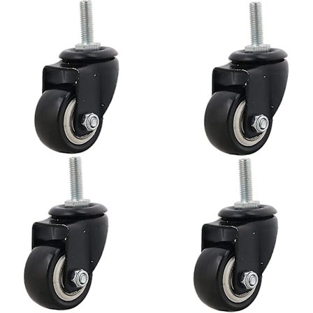 4 st tunga 240 kg M8x25 mm PU svängbara länkhjul möbelvagn