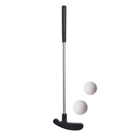 1 Sett Mini Golf Putter med 2 Golfballer TPR Grep Høyre Venstrehendt Rustfritt Stål Golfkølle Barn Voksne Bordspill Golf Putter Trening (FMY)