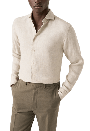 Eton Linne Twill-skjorta Contemporary Fit Skjortor Herr Beige 45