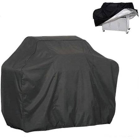BBQ Grill Cover Grilldæksel Støvtæt Vindtæt Rivfast Anti-UV Gasgrilldæksel til Weber, Brinkmann, Char Broil osv. Sort (145x61x117cm)