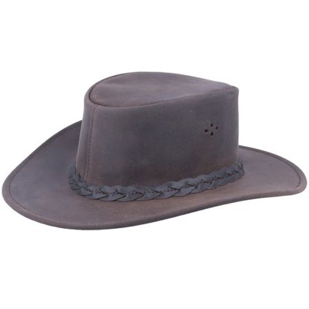 MJM Hats - Brun traveler Hatt - Aussie Bush Squashable Leather Brown Hat @ Hatstore