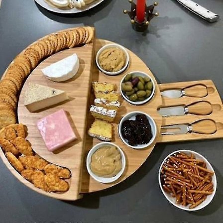 Ostebrett Bestikk Knivsett Med Utskjutbar Skuff Matlagingsverktøy Skjærer Gaffel Skjeer Skjære TAO(FMY)