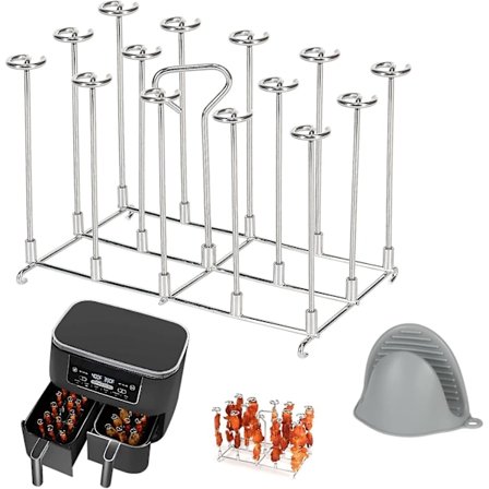Spydstativ i rustfrit stål til dobbelt airfryer og mere