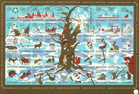 Danmark - julmärkeark 1960 - Utakket - Ufoldet