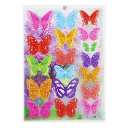 3D-veggklistremerker i 3 deler Fargerik sommerfugl 3 3