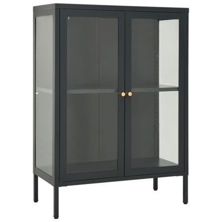 Vidaxl Skänk Antracit 75x35x105 Cm Stål Och Glas Antracit
