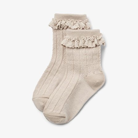 WHEAT Wool Lace Socks Nora 2-pak Offwhite Str 21-24, Børn & Forældre, Børnetøj, Babysokker