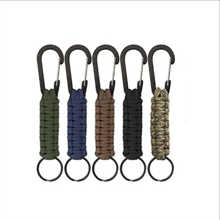 5-pack Paracord Nyckelring med Karabinkrok, Flätat Snöre för K