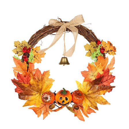 30CM Kunstig Efterårs Efterårs Krans Ahornblad Høst Græskar B