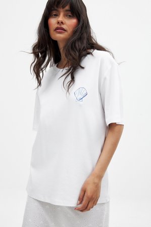 Handpicked x NA-KD Printed Oversized T-shirt - T-shirts - Hvid - XL (EU 46)