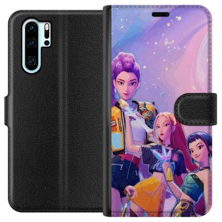 Kompatibelt Lommeboketui til Huawei P30 Pro Futuristiske popdamer i neonfarger med magiske detaljer mot en drømmeaktig galaksebakgrunn