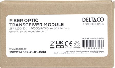 Deltaco SFP 1.25G, 10km, Tx1550/Rx1310nm, LC interface ,SM simplex