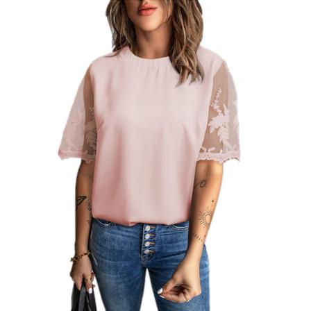Kortärmade Kvinnor T-shirts Med Rund Hals