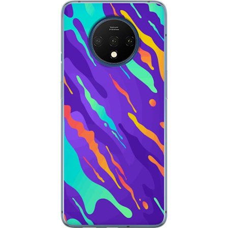 Kompatibel Mobilcover til OnePlus 7T Farverigt abstrakt mønster med flydende former i lilla, turkis, gult og orange.