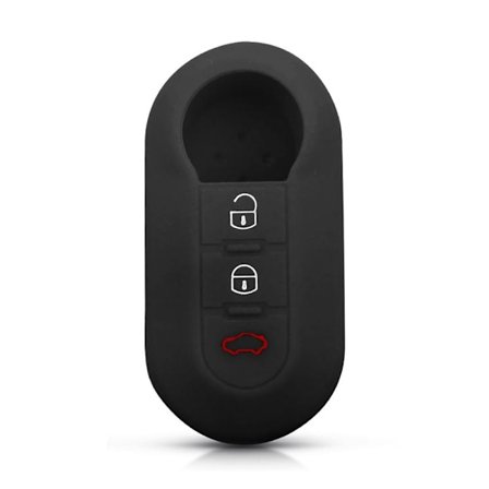 Silikon 3-knapps bilnyckelfodral svart för Fiat