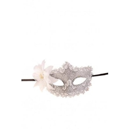 Ansiktsmask - White mask with lace and strass
