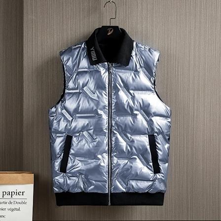 Mænds Lyse Ansigt Varmt Ned Veste Lapel Varmt Vindtæt Mode Enkelt Design Løst Version Behageligt Stof Hudvenligt Frakker Gray XL
