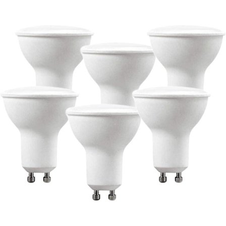 Gu10 5w 220v 400 Lumen LED-lampa, 120 graders vinkel, opaldiffusor, 6000k (x6, kall vit) [energiklass A++]