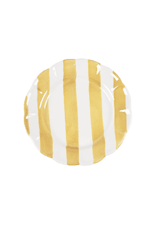 Pick A Poppy Stripe Tallrik - 28 Cm Glas & porslin Gul