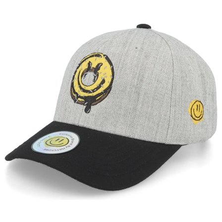 Lucid Smile - Doughnut Smile Heather Grey/Black Adjustable Adjustable Grey Cap - @ Hatstore