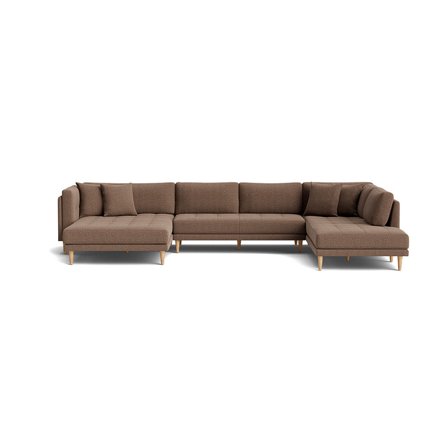 Cali U-Form Sofa, links, Nordic Braun, modernes Design, gemütliche Wohnlandschaft mit Nozag-Federung für die ganze Familie, Höhe 76cm.