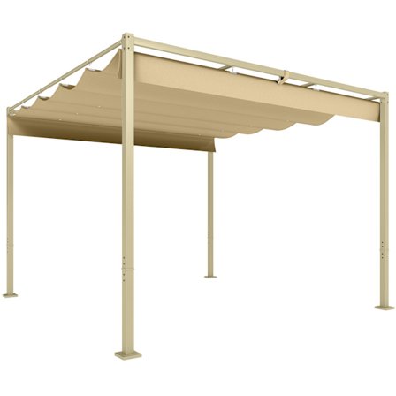Udtrækkelig havepergola, 3x3m, khaki, UPF30+ tag