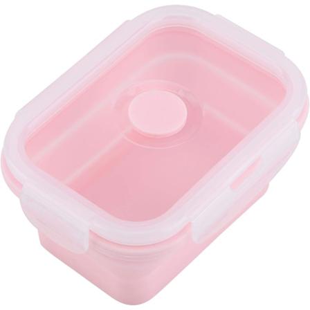 Hopfällbara matbehållare, silikon lunchlådor lunchlåda för barn och vuxna (1200ML-ROSA)