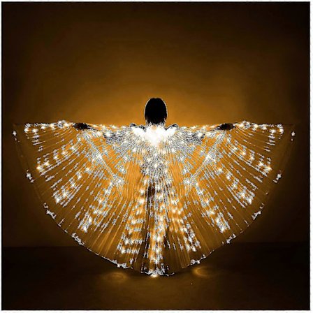 Led-valolla varustetut suuret siivet aikuisille, lämmin valo, kultainen perhosviitta, baarin esiintymisrekvisiitta, fluoresoivat rekvisiitta, 