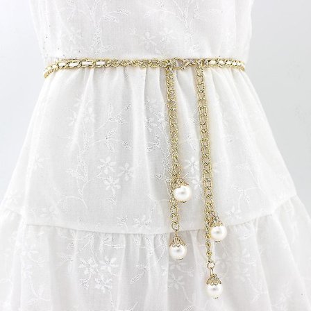 Moderne metal krog med taljekæde Kvinders fine perler-dekorerede kjolebælte