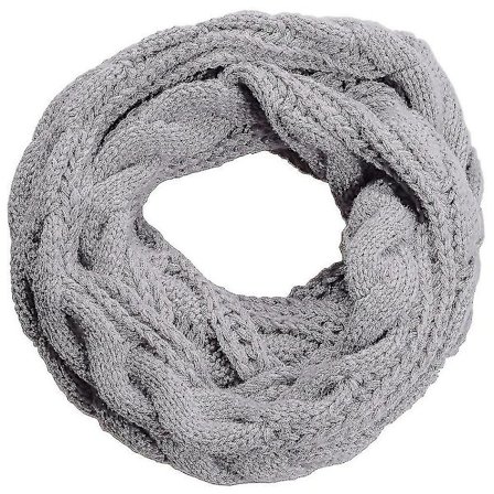 Dame Strikket Infinity Skjerf Sirkel Loop Varm Mote Tykk Ribbet Skjerf Grå
