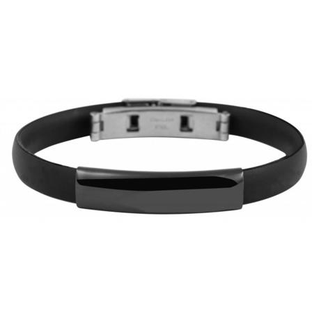 Armband i Svart - Rostfritt Stål & Silikon - Blank Detalj Svart