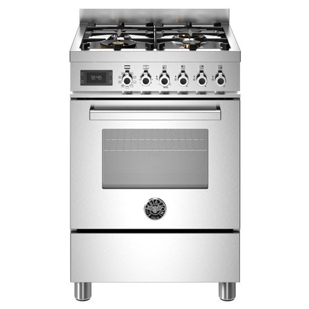 Bertazzoni PRO64L1EXT Professional gaskomfur med ovn, 60 cm, rustfrit stål - Rustfri stål | KitchenOne