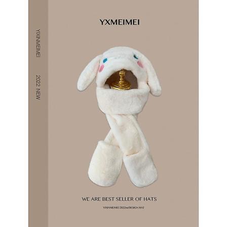 Kawaii Sanrio Hatt Cinnamoroll Tilbehør Søt Plysjhatt Hold Varme Kaninhatt Ører Opp Plysjleke For Barn Jentelue B white