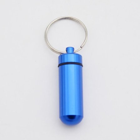 4 stk. Blå Lille Pillebeholder, Aluminium Pilleholder, Aluminium Pilleboks Mini Flaske, Vandafvisende Pille