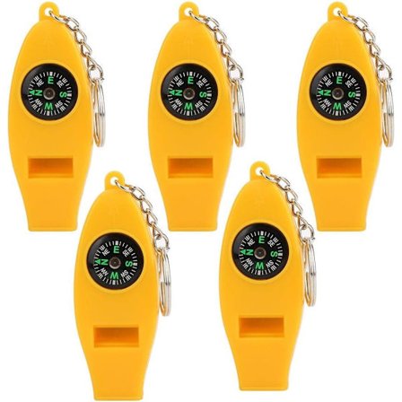 5 stk. 4 i 1 overlevelsesfløjte multifunktion kompas lup fløjte